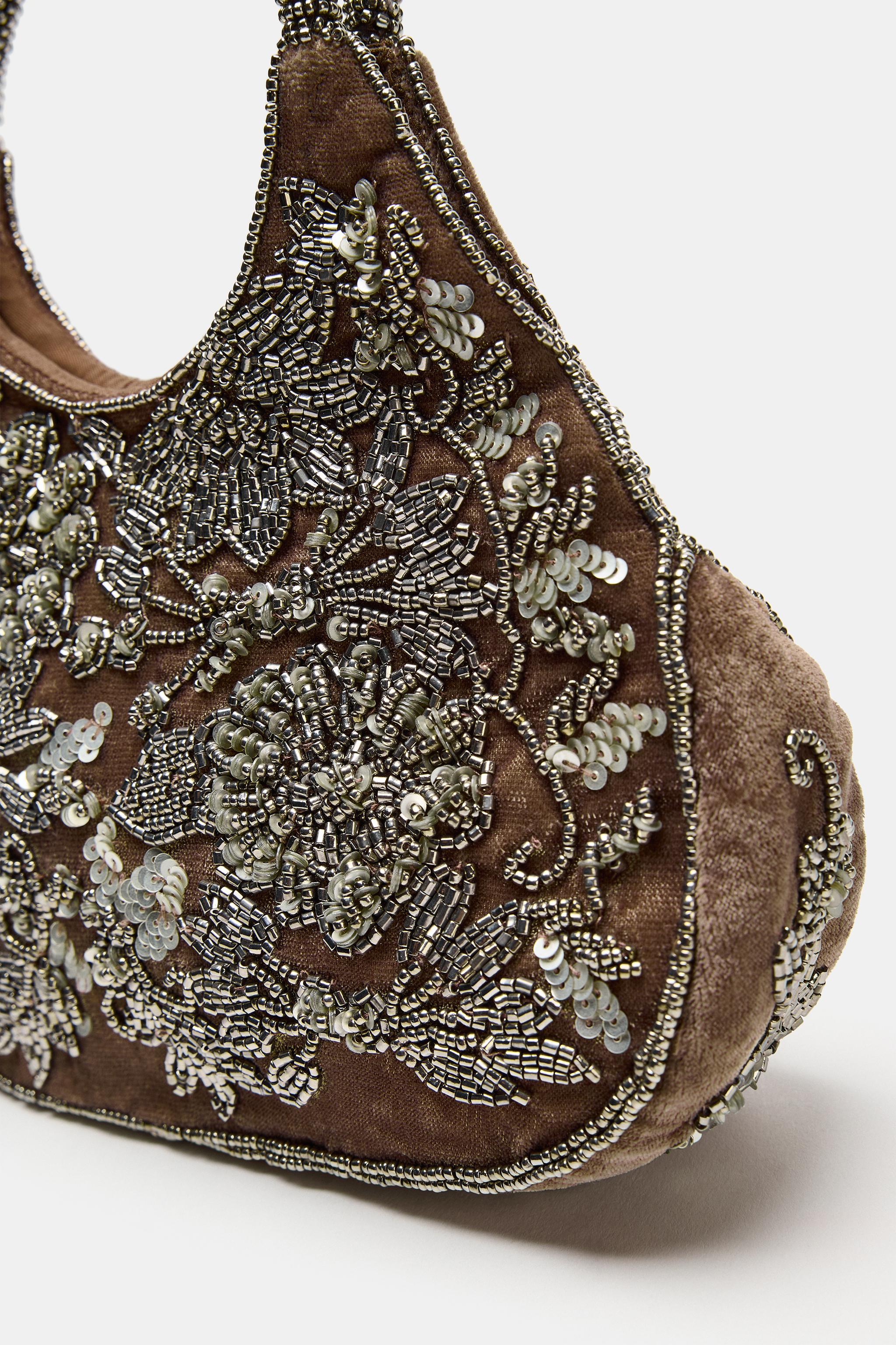 Zara BONCUK İŞLEMELİ EL ÇANTASI görsel 8
