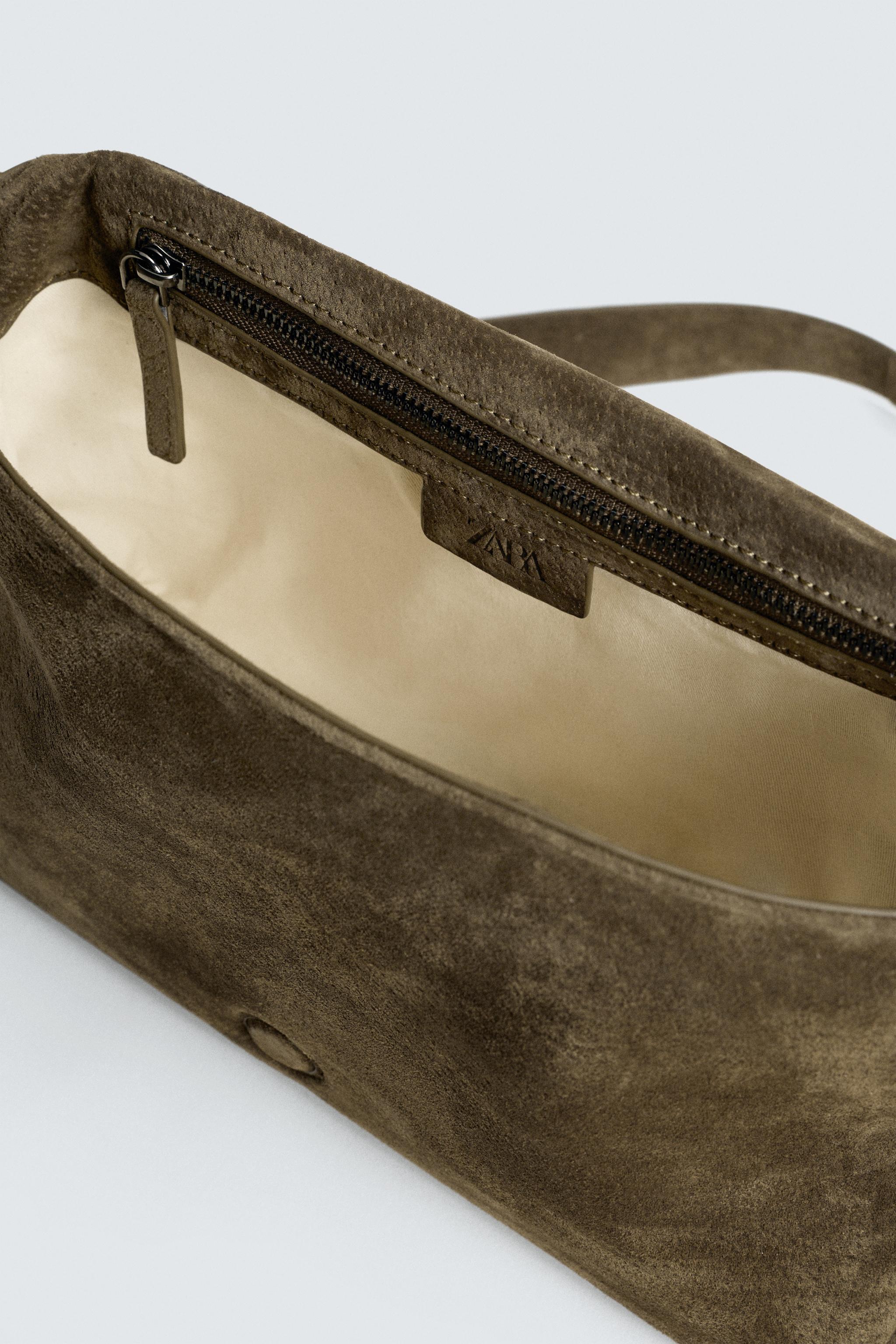 LEATHER CROSSBODY BAG - Khaki Green | ZARA United States