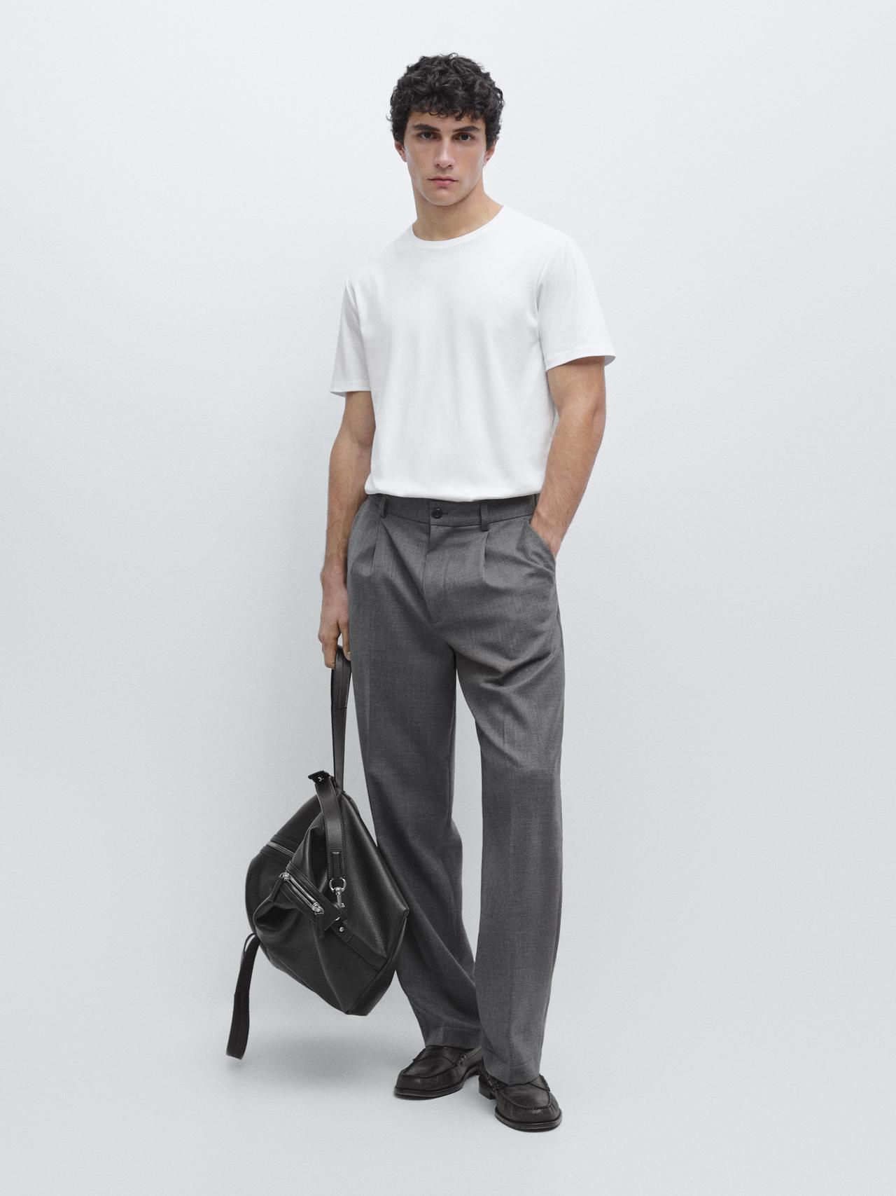Fitted 100% mercerised cotton T-shirt — White
