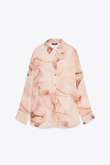 TIE-DYE PRINT COTTON GAUZE BLOUSE - Multicoloured by Zara - Image 6