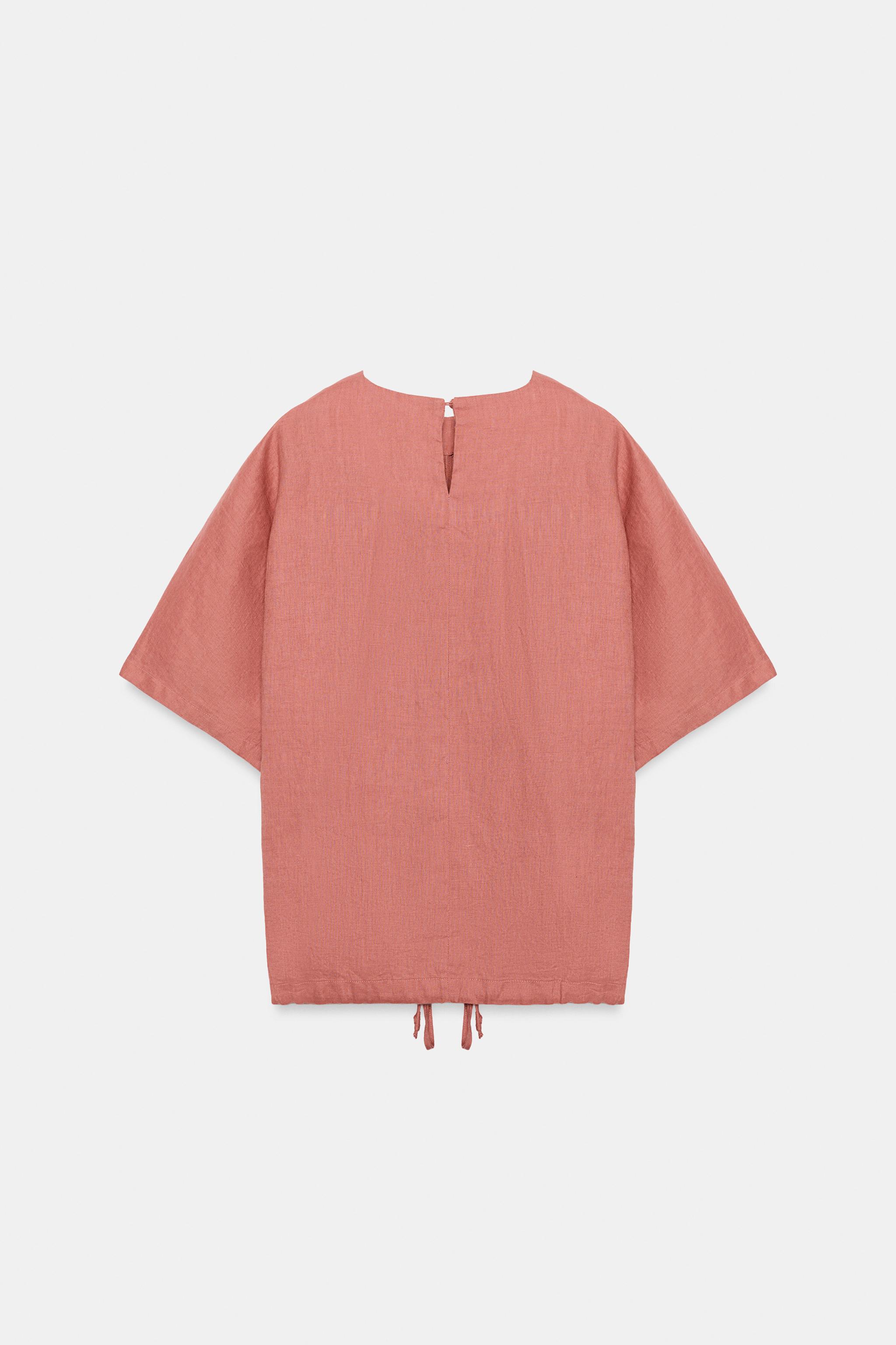 100% LINEN LACED TOP ZW COLLECTION - thumbnail 10