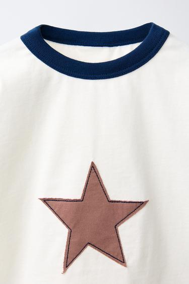 T-SHIRT WITH STAR PATCH - White by Zara - Image 2