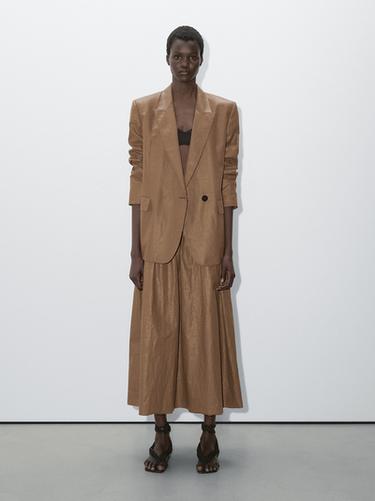 Zara Midi skirt with scalloped yoke detail - Studio - Mink