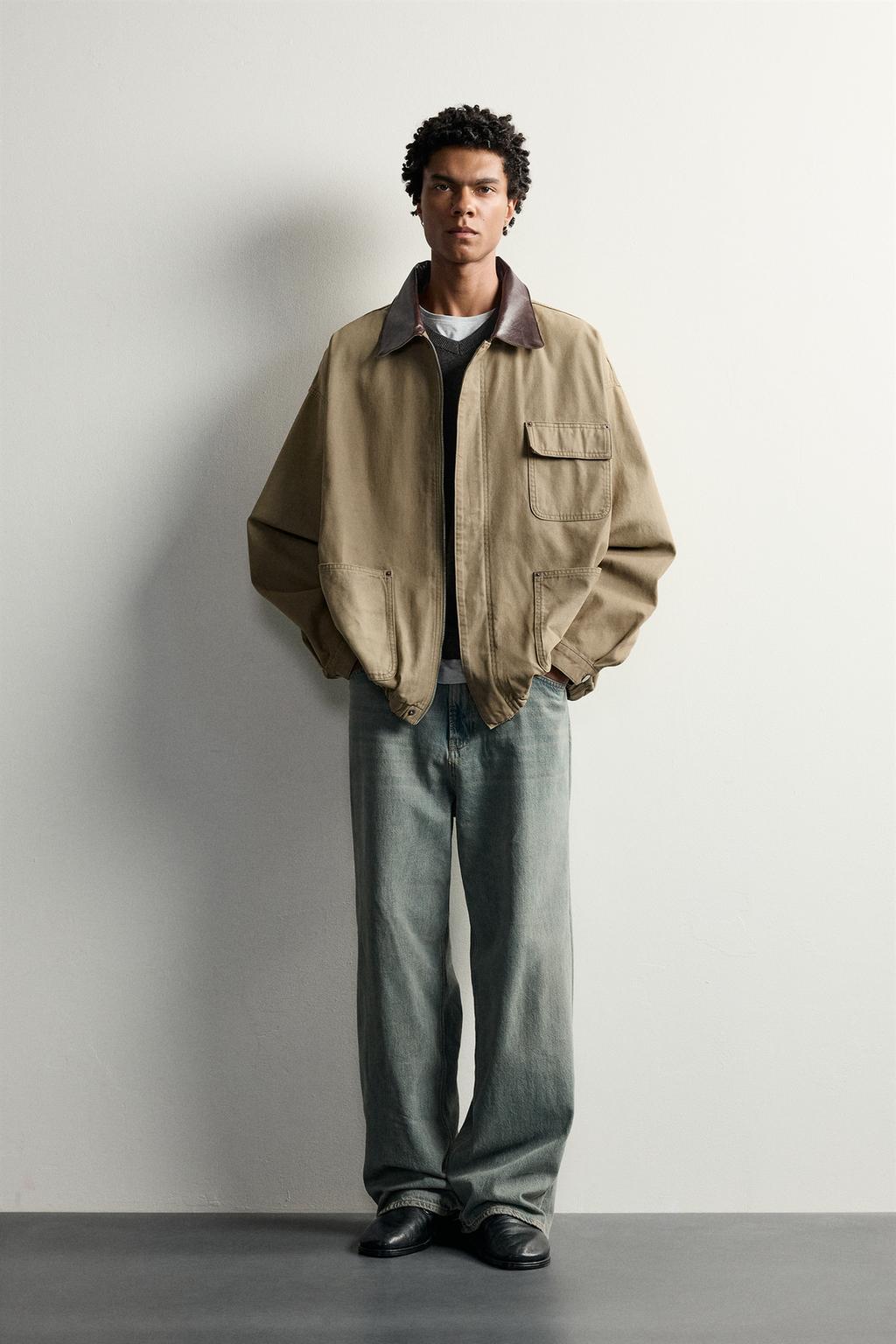 RELAXED FIT CONTRAST COLLAR JACKET