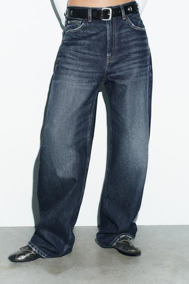 TRF STRAIGHT WIDE HIGH-WAIST JEANS - Navy blue by Zara - Image 1