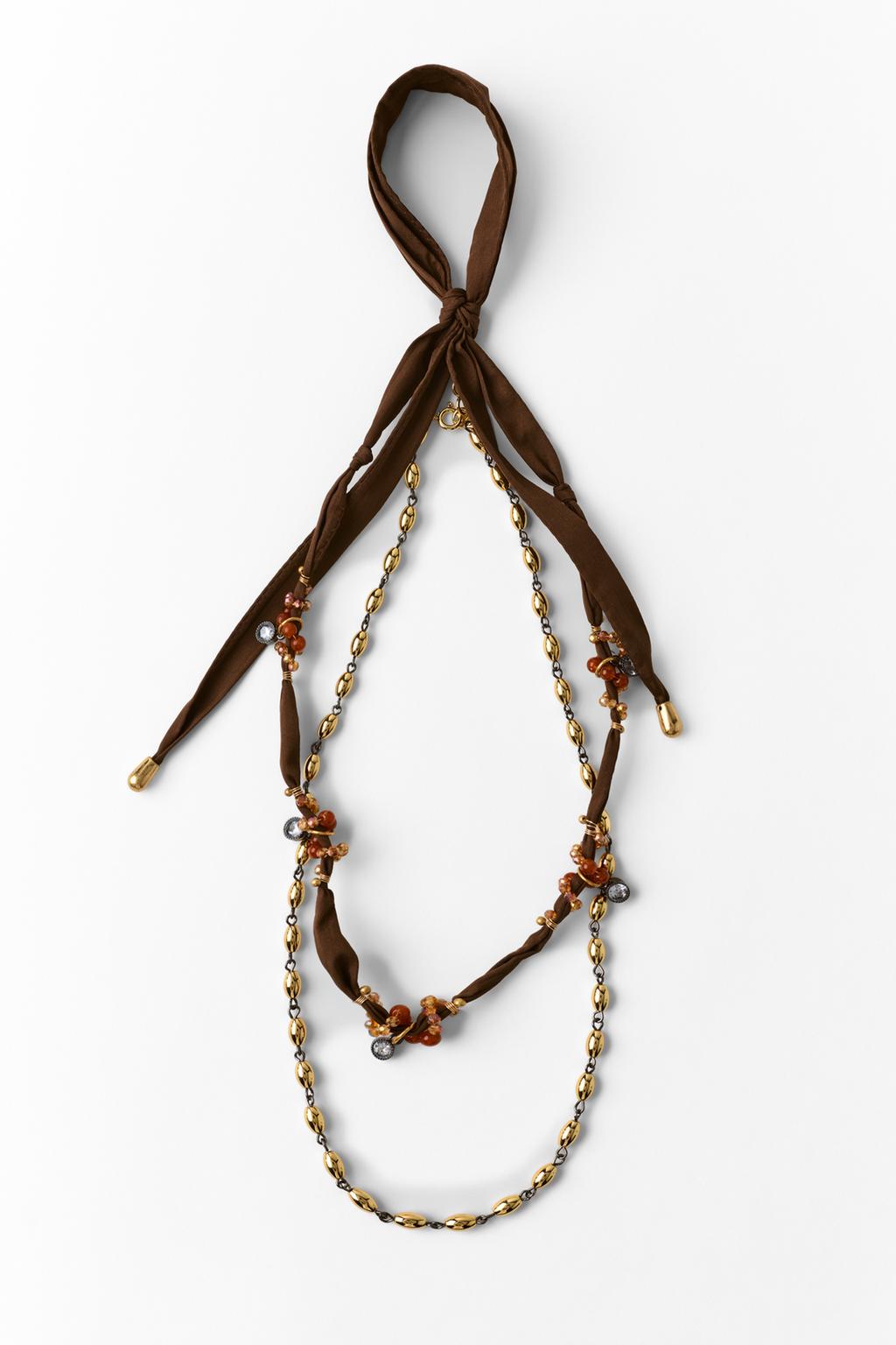 PACK OF 2 BEADED FABRIC NECKLACES