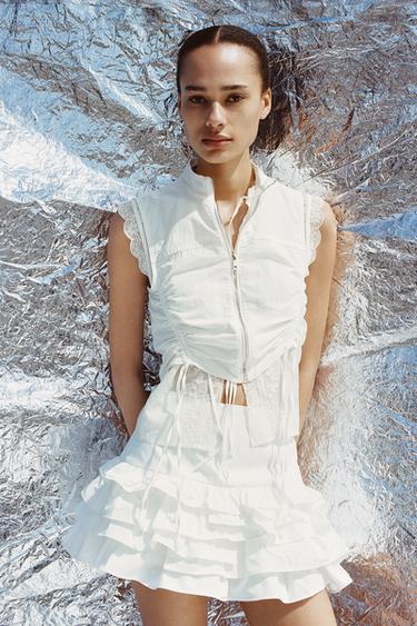 GILET PLIS - Blanc de Zara