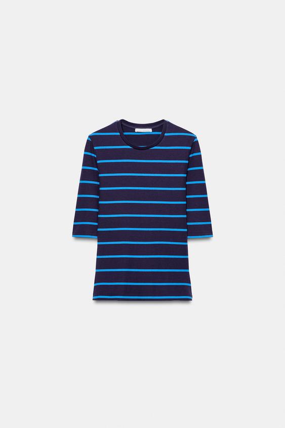 ELBOW-SLEEVE T-SHIRT - striped by Zara - Image 3