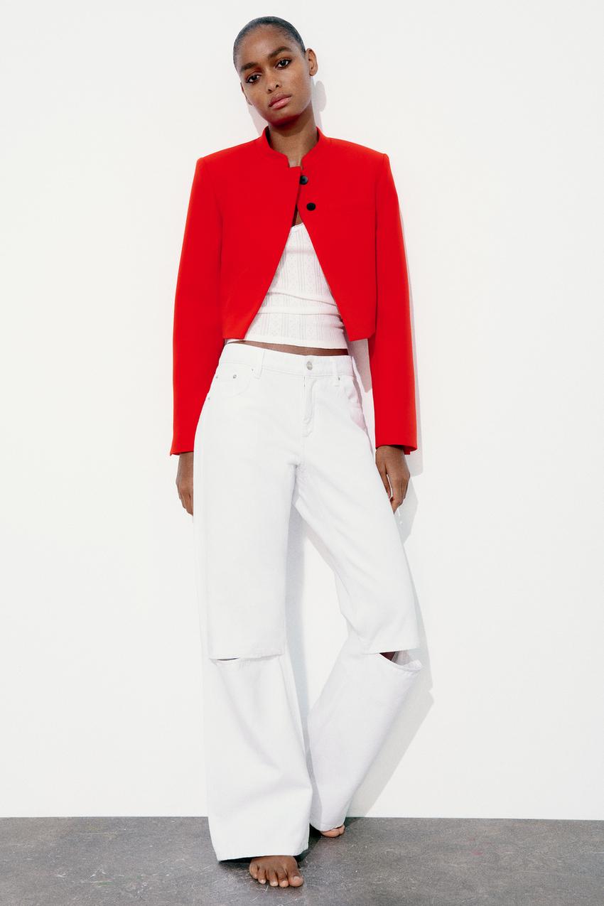 TAILORED CROPPED BLAZER - Red