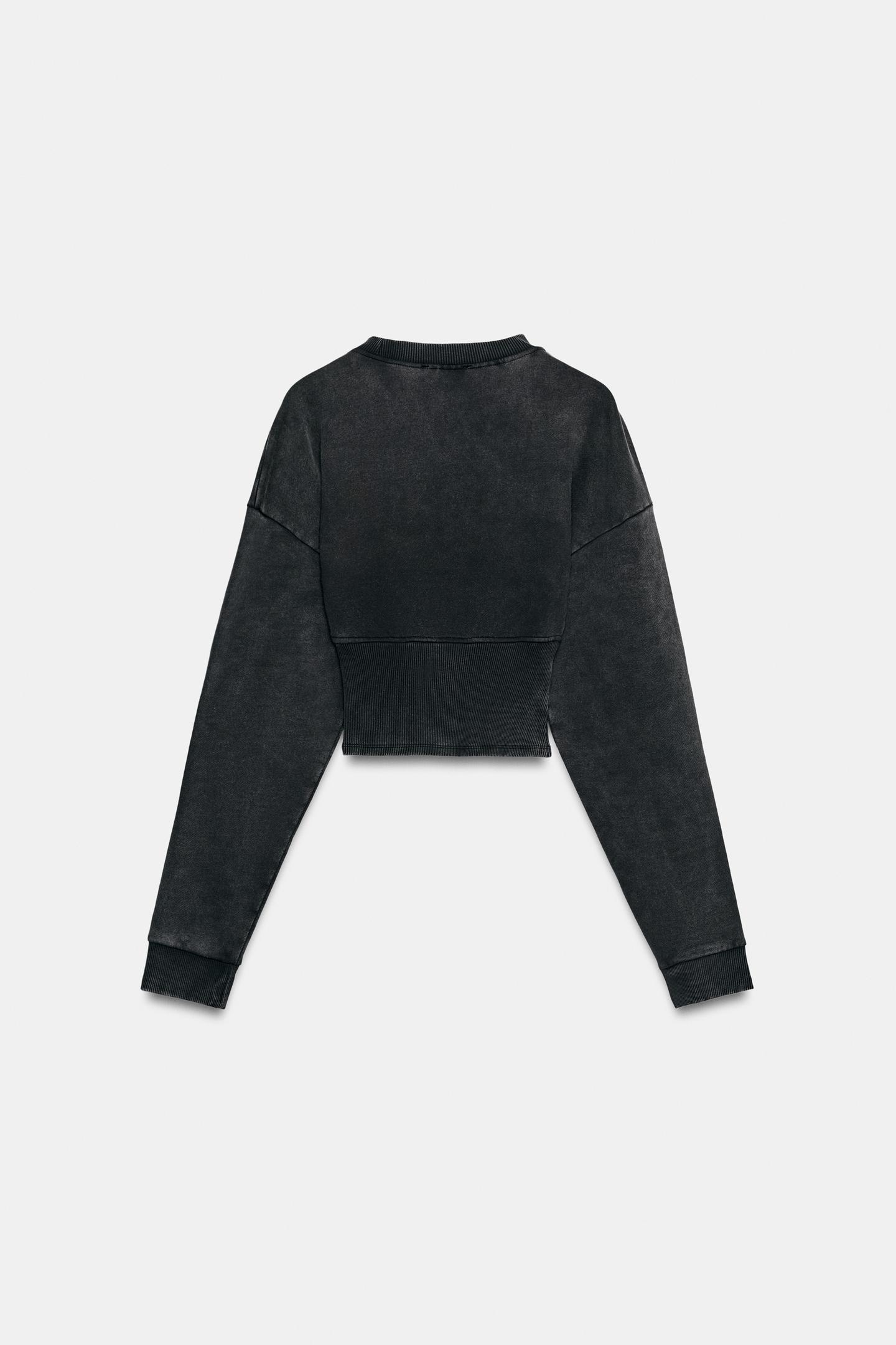 Женская толстовка Zara Washed Effect Corset Zipper, цвет: Тёмный серый — фото 8