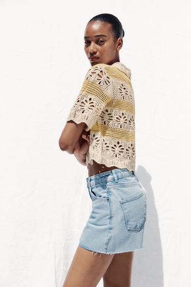TOP EN MAILLE POINTELLE - Écru de Zara - Image 2