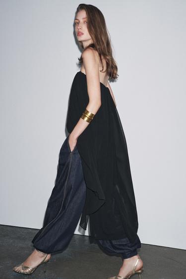 ZW COLLECTION BANDEAU LONG TOP - Black by Zara - Image 4
