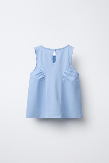 CONTRAST FLORAL T-SHIRT - Blue by Zara - Image 1
