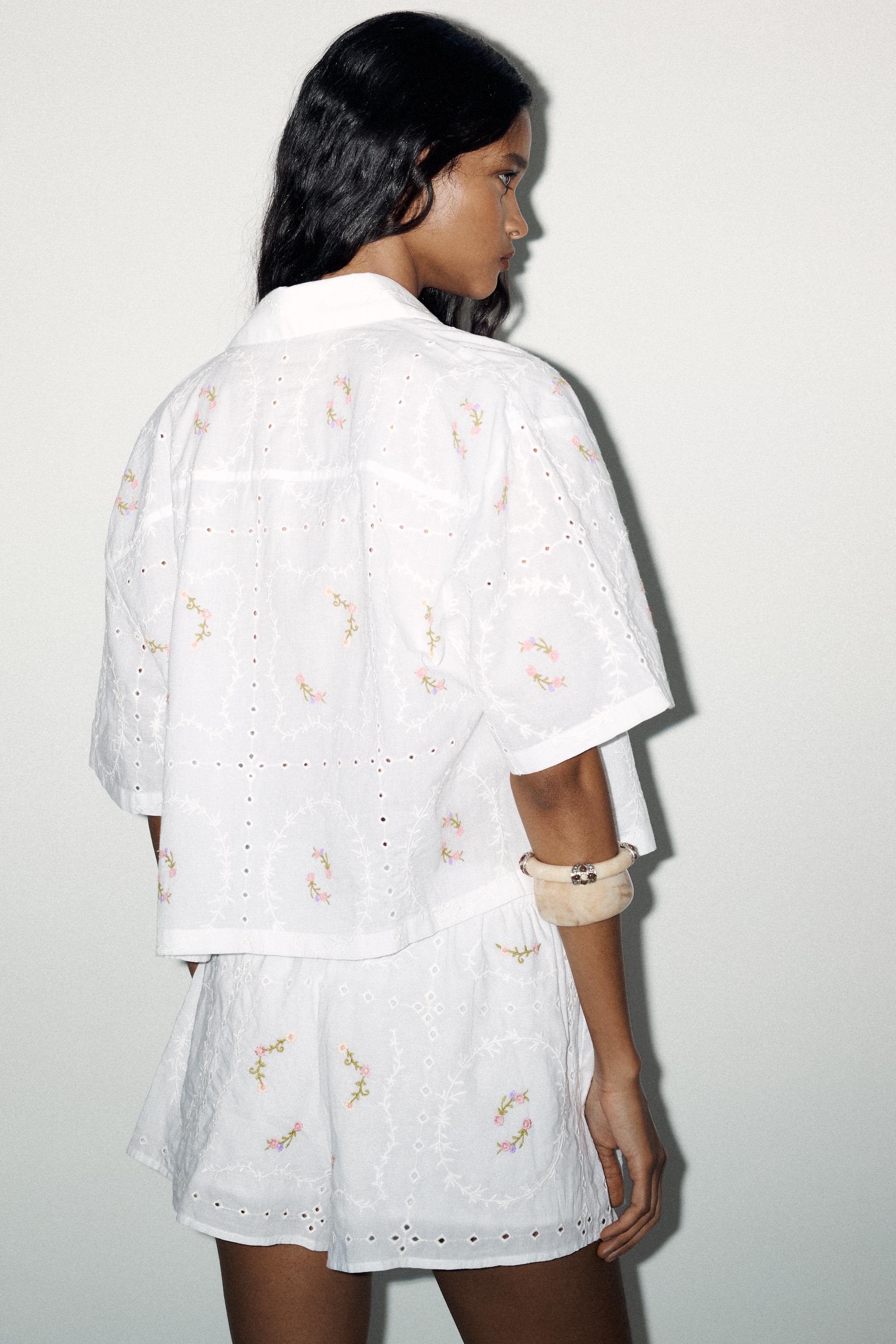 ZARA 刺繍ショートパンツ 0881/403 EMBROIDERED SHORTS - Pink | ZARA United States