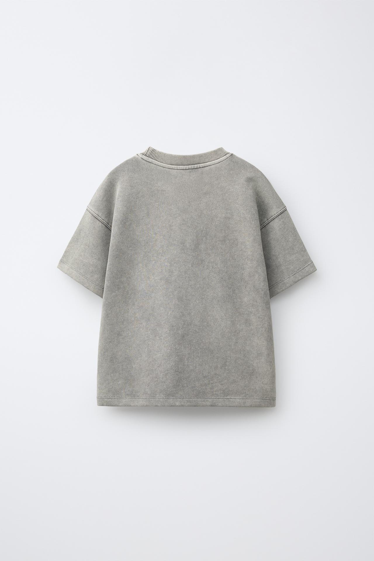GRAFFITI WASHED EFFECT T-SHIRT — Gray