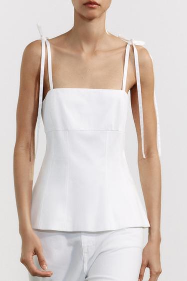 FITTED TOP WITH BOWS - White by Zara - Image 3