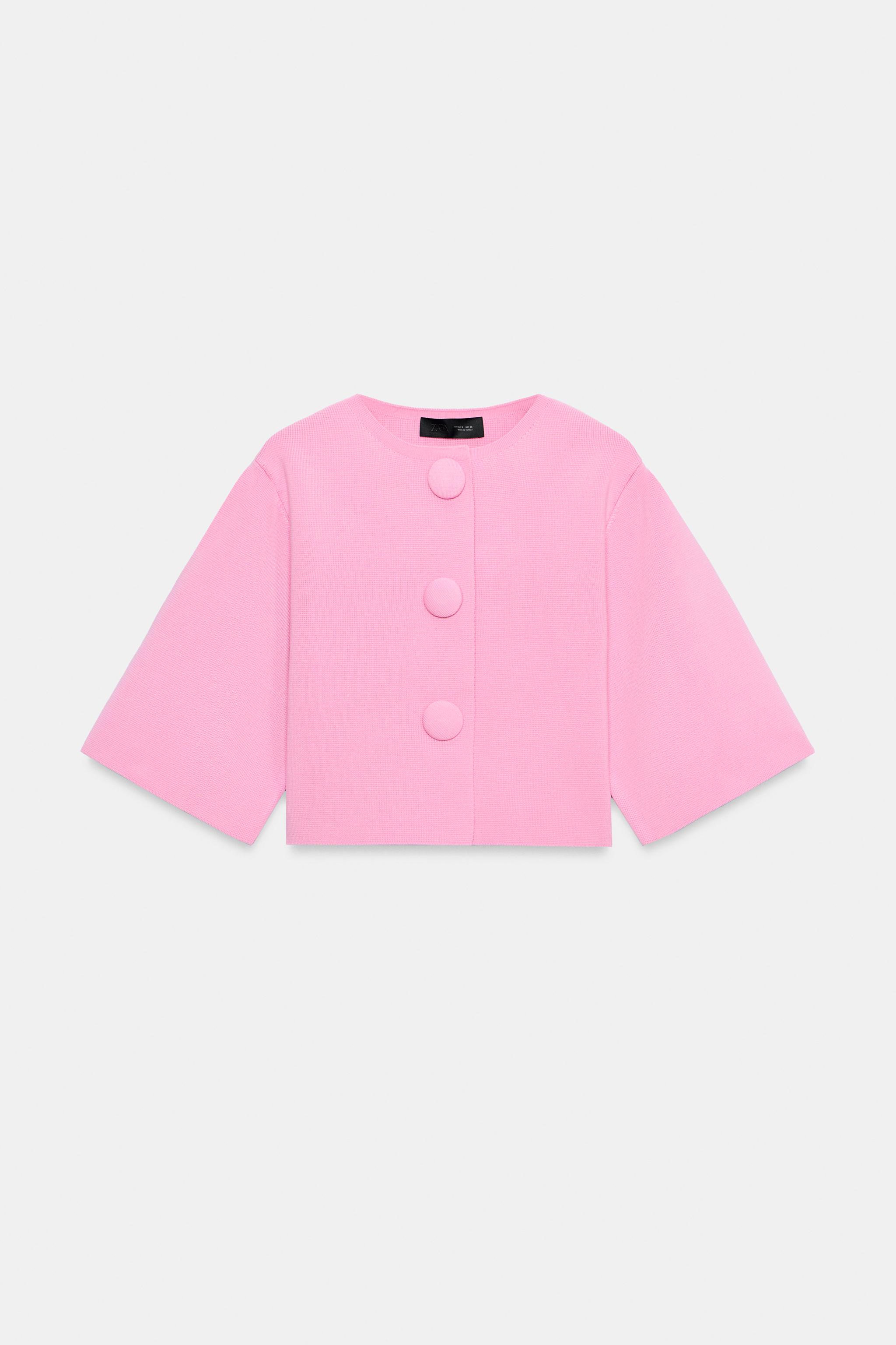 COVERED BUTTON CARDIGAN - Pink | ZARA United States