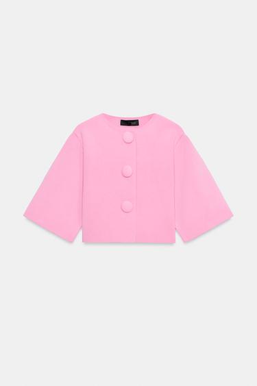 CARDIGAN WITH COVERED BUTTON - Pink by Zara - Image 4