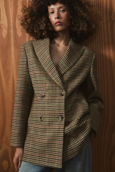 ZW COLLECTION FITTED CHECK BLAZER - Mid-camel by Zara