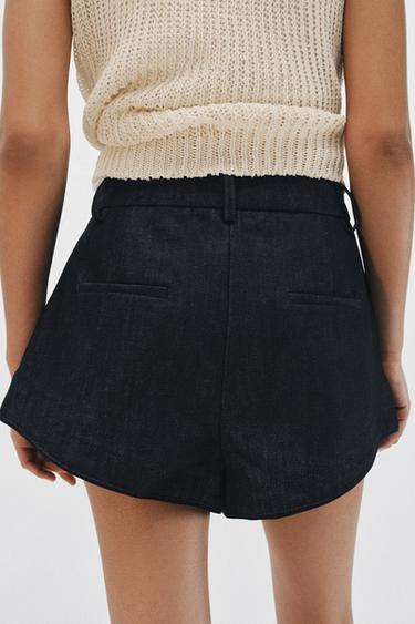 ZW COLLECTION DARTED DENIM SHORTS - Blue by Zara