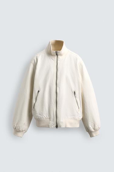 BLOUSON BOMBER EFFET FROISSÉ - Écru de Zara - Image 6