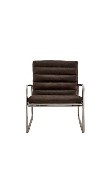 LEATHER AND STAINLESS STEEL ACCENT CHAIR - chocolate by Zara
