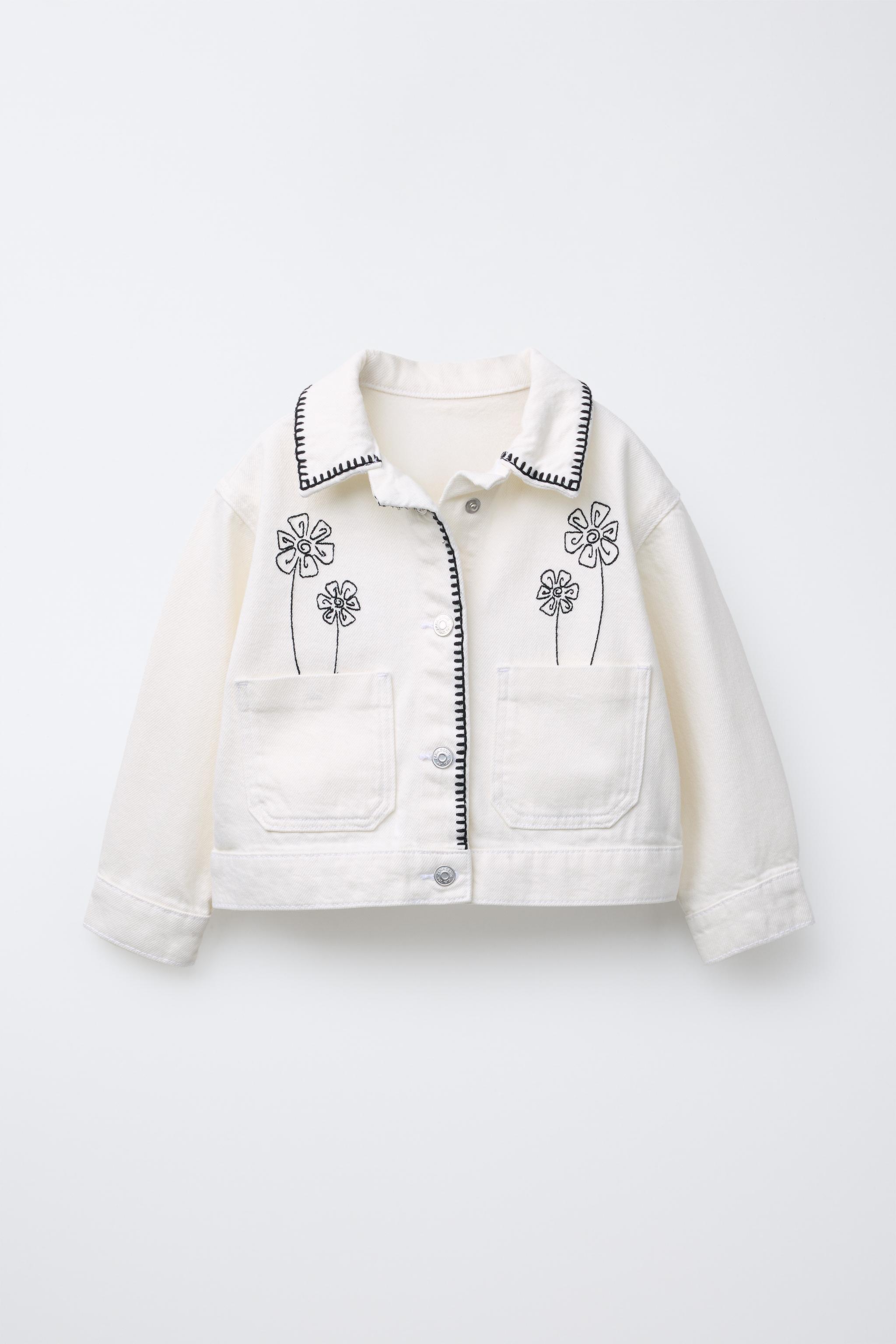 期間限定キャンペーン フラワー刺繍入りデニムジャケット - オフホワイト | ZARA Japan ジャケット・アウター