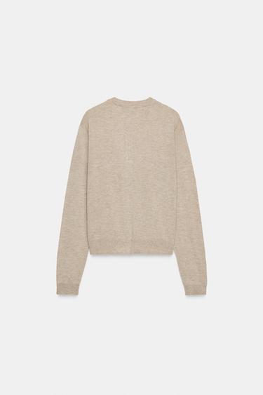 WOOL BLEND CARDIGAN WITH LONG SLEEVES - Mink by Zara - Image 5