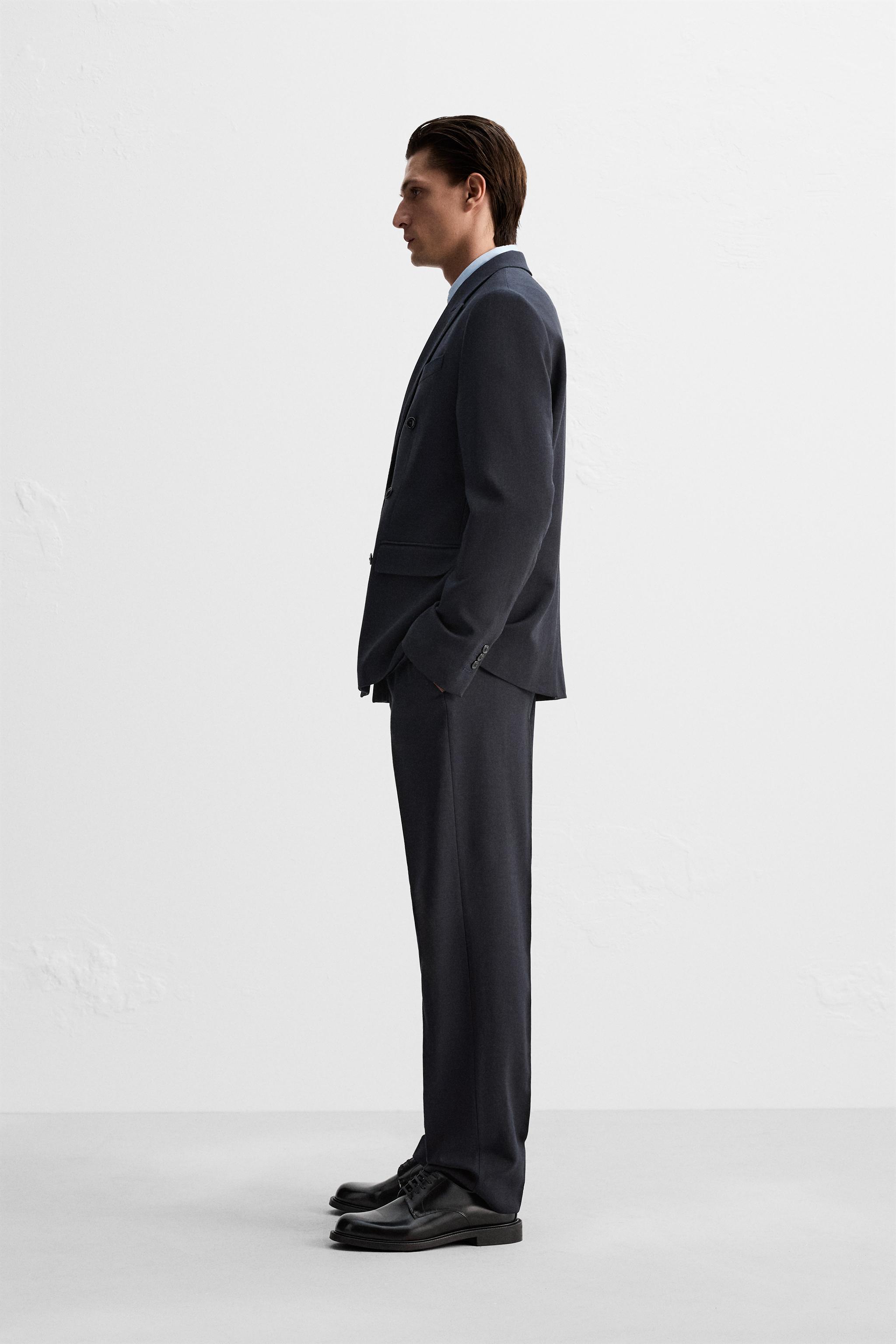 HERRINGBONE SUIT PANTS - Navy blue | ZARA United States HERRINGBONE SUIT PANTS - Navy blue | ZARA United States