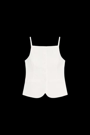 BUTTONED WAISTCOAT TOP - Ecru by Zara - Image 0