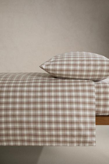 HOUSSE DE COUETTE ENFANT FLANELLE CARREAUX - Marron de Zara - Image 2