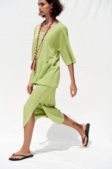 TOP OVERSIZE EN MAILLE MANCHES COURTES - Vert de Zara - Image 2