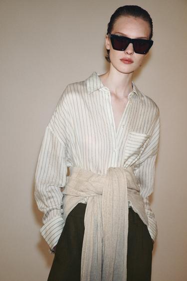 Zara ZW COLLECTION STRIPED SHIRT - Black / White