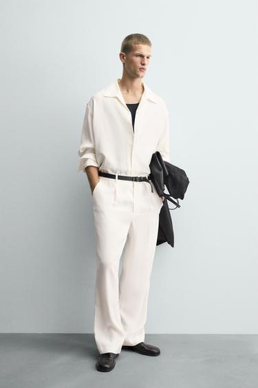 RELAXED FIT PLOOIBROEK - Wit van Zara