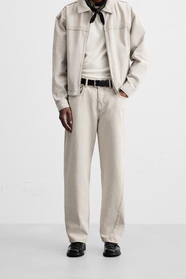 JEANS BAGGY FIT COSTURAS ASIMÉTRICAS - Beige de Zara