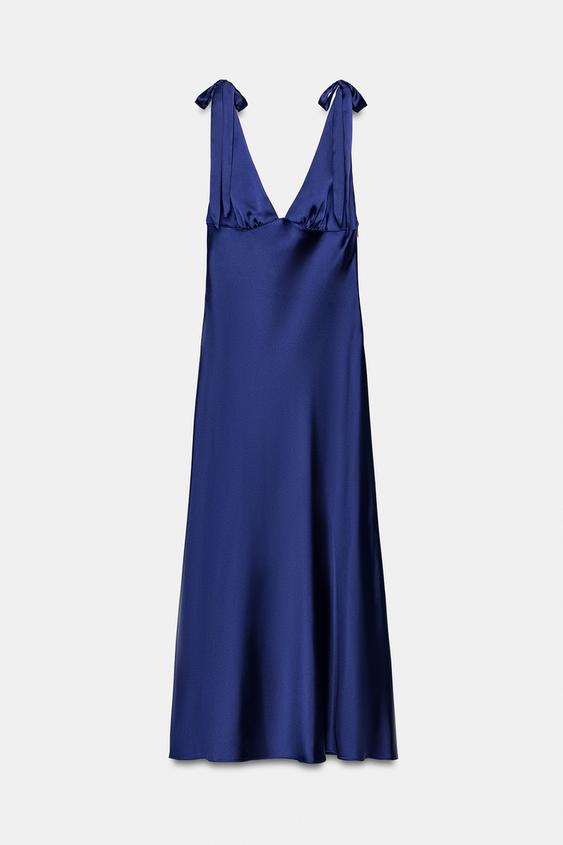 VESTIDO MIDI SATINADO - Azulón de Zara - Imagen 0