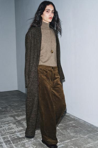 ABRIGO CUADROS ZW COLLECTION - Marrón oscuro de Zara