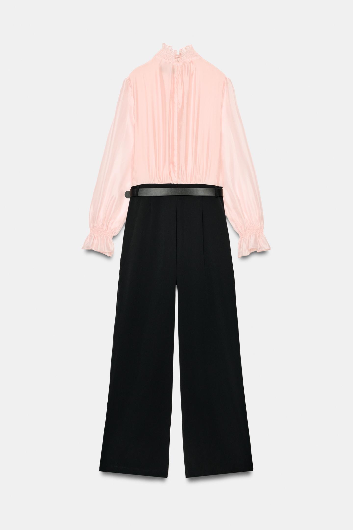Женский комбинезон Zara Combined Belted Jumpsuit, цвет: Чёрный — фото 9