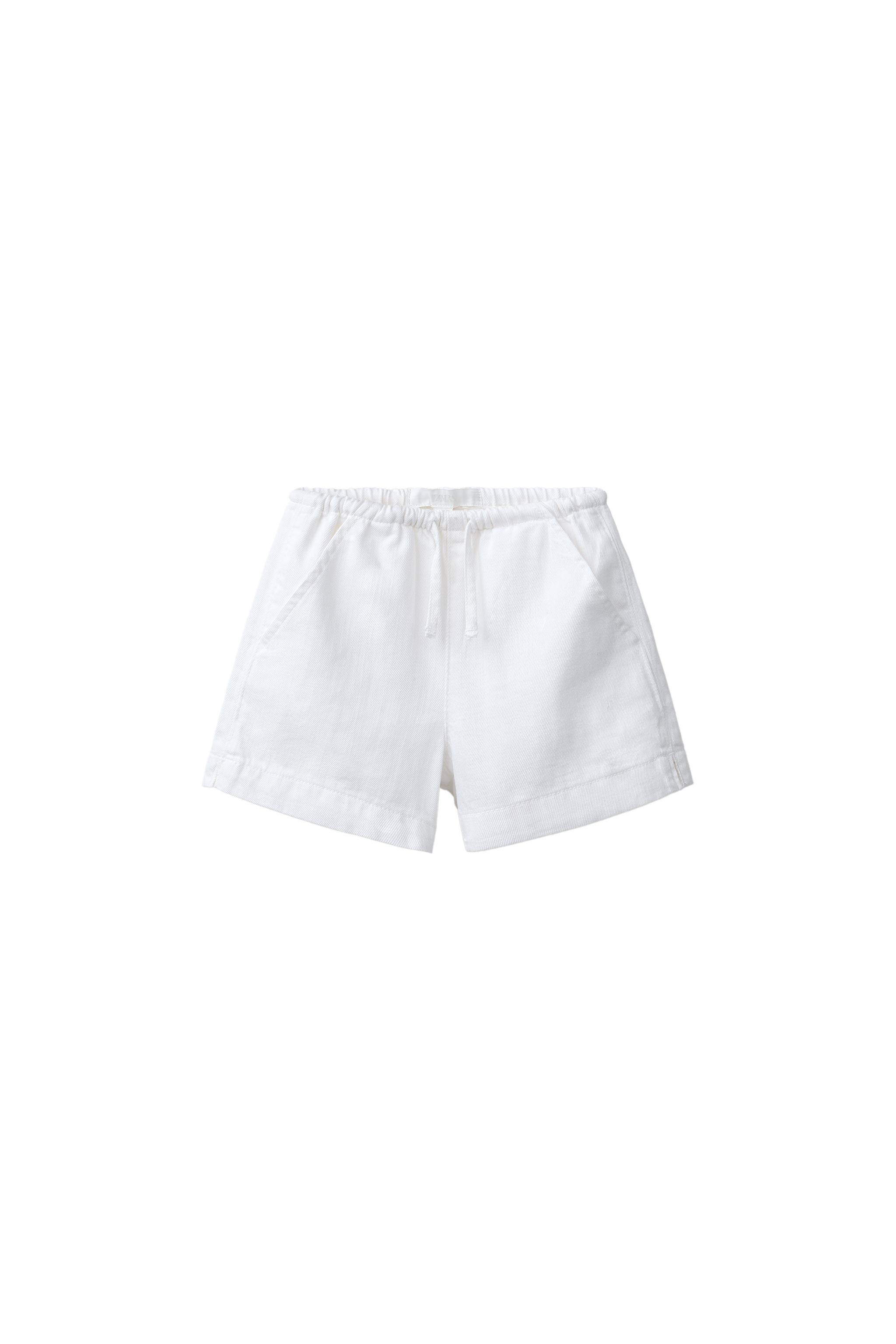DRAWSTRING DENIM SHORTS — White (alternate view)