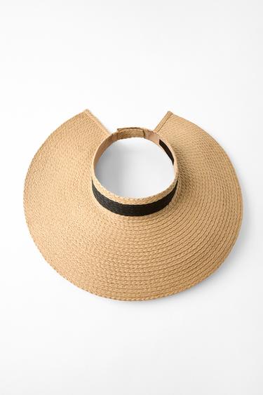 Zara WOVEN VISOR WITH CONTRASTING RIBBON - Light beige