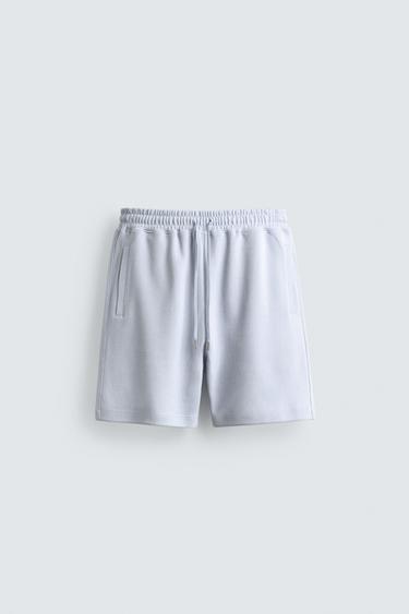INTERLOCK RELAXED FIT JOGGER BERMUDA SHORTS - Sky blue by Zara