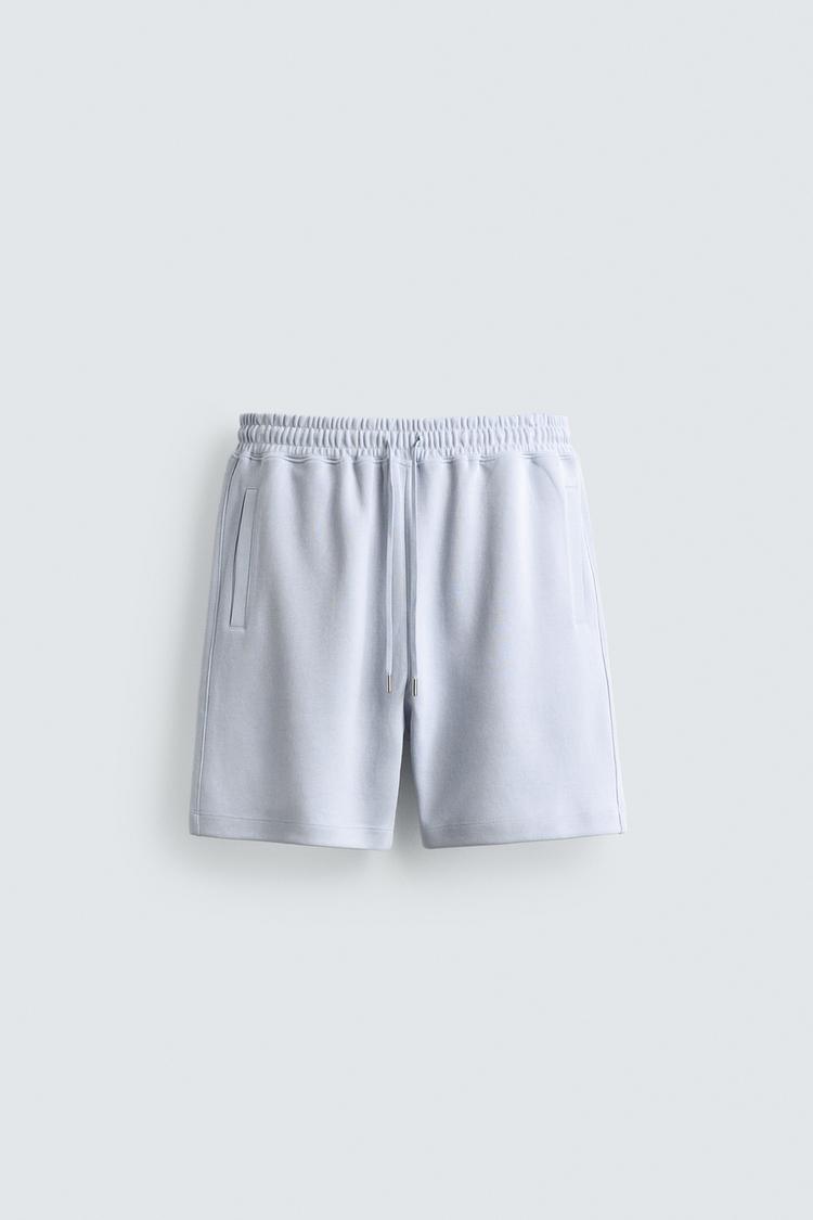 ZARA INTERLOCK RELAXED FIT JOGGER BERMUDA SHORTS