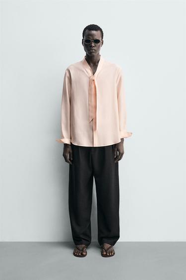 FLOWING SHIRT WITH BOW - Salmon by Zara - Image 0