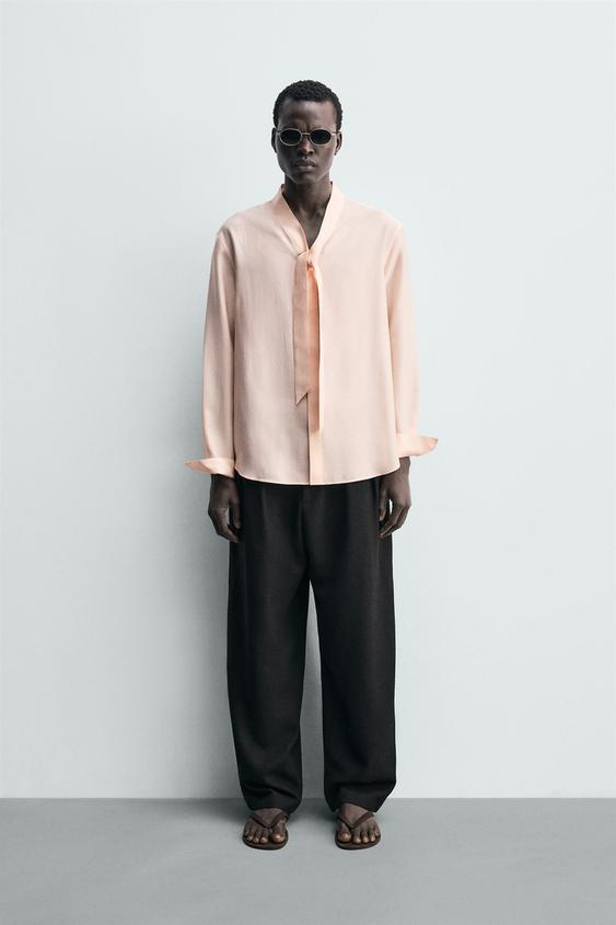 FLOWY TIED SHIRT from Zara - $79.90