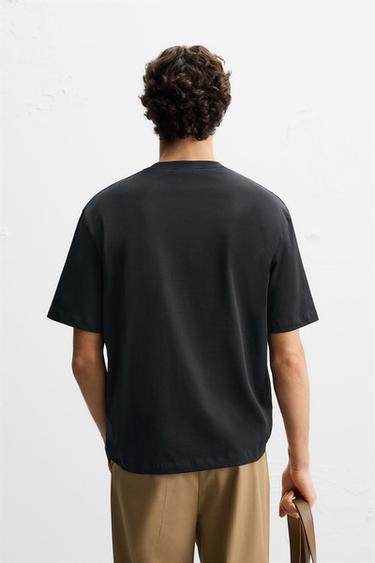 T-SHIRT WITH SLOGAN PATCHES - Navy blue by Zara
