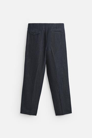 PANTALON DENIM WIDE FIT CROPPED - Indigo de Zara - Image 6