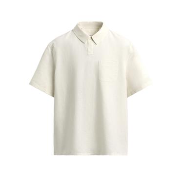 REGULAR FIT HEMP/COTTON POLO SHIRT - White by Zara