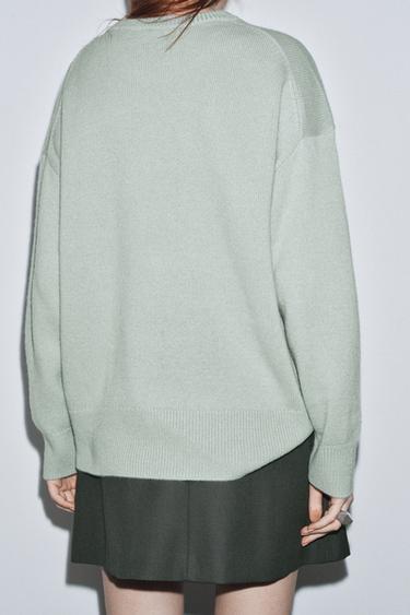 PULL OVERSIZE 100 % CACHEMIRE - Vert d'eau de Zara - Image 1