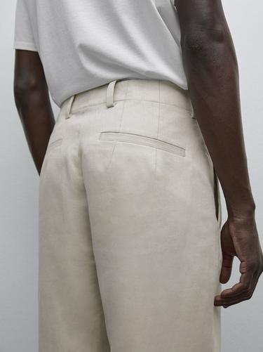 Pantalon 100 % lin - Beige clair de Zara