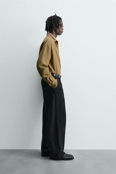 CREASED-EFFECT OVERSHIRT - olive green by Zara